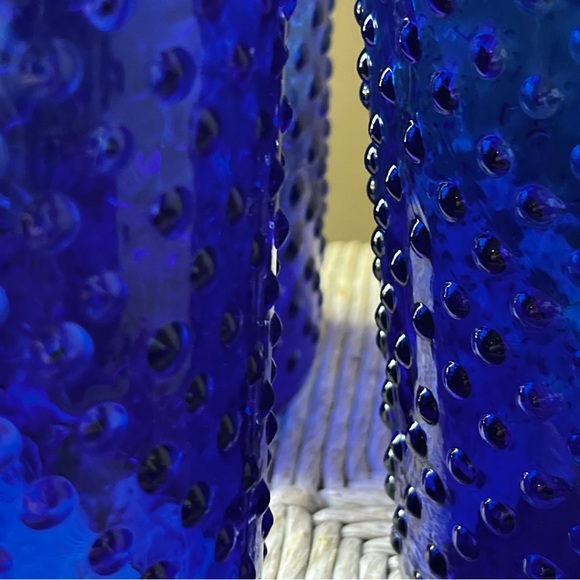 Vintage cobalt blue hobnail glass canisters set of three - Picture 4 of 11